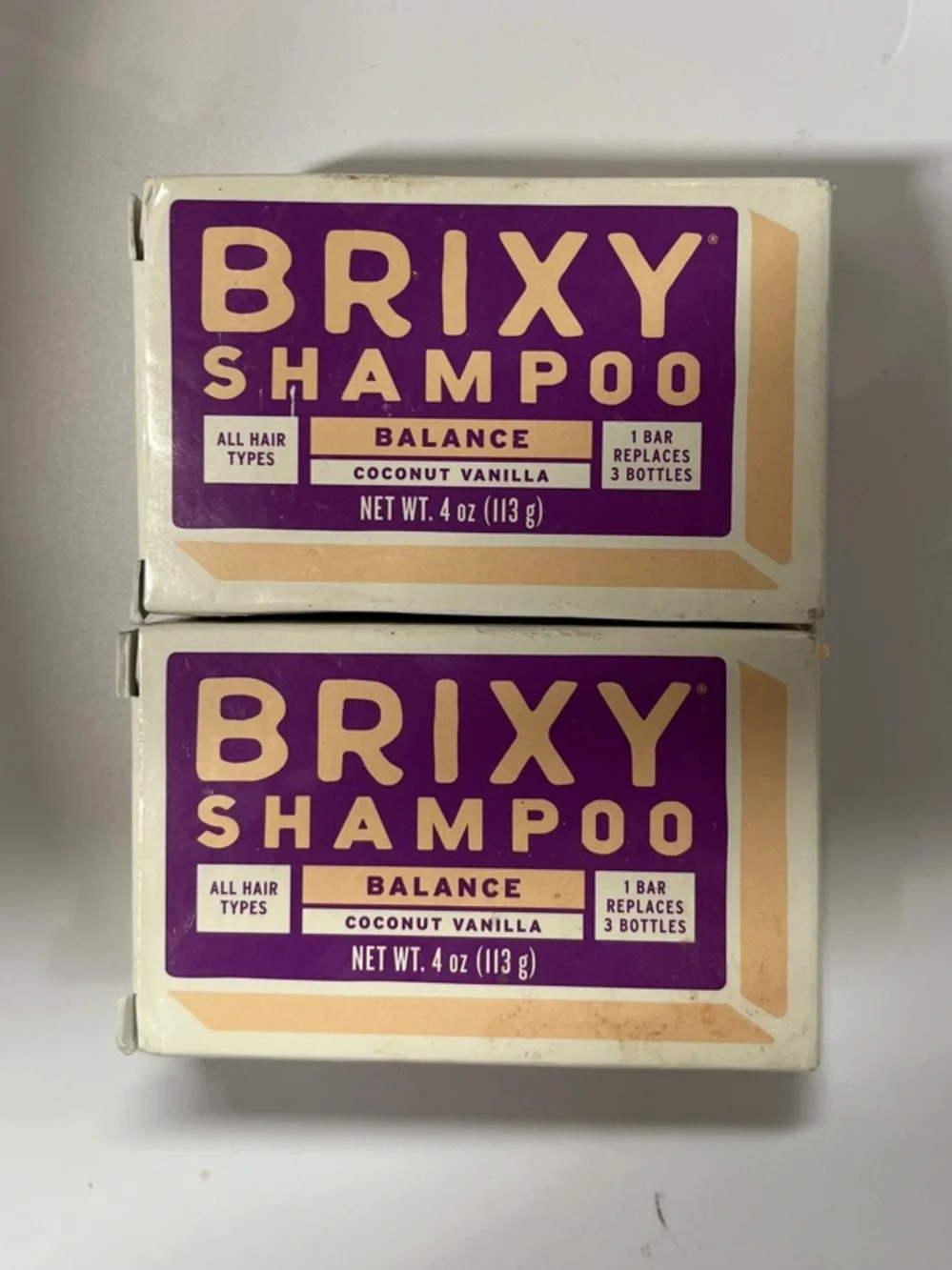 BRIXY Shampoo Bar - Coconut Vanilla (2 Bars) - Purple & Cream Packaging